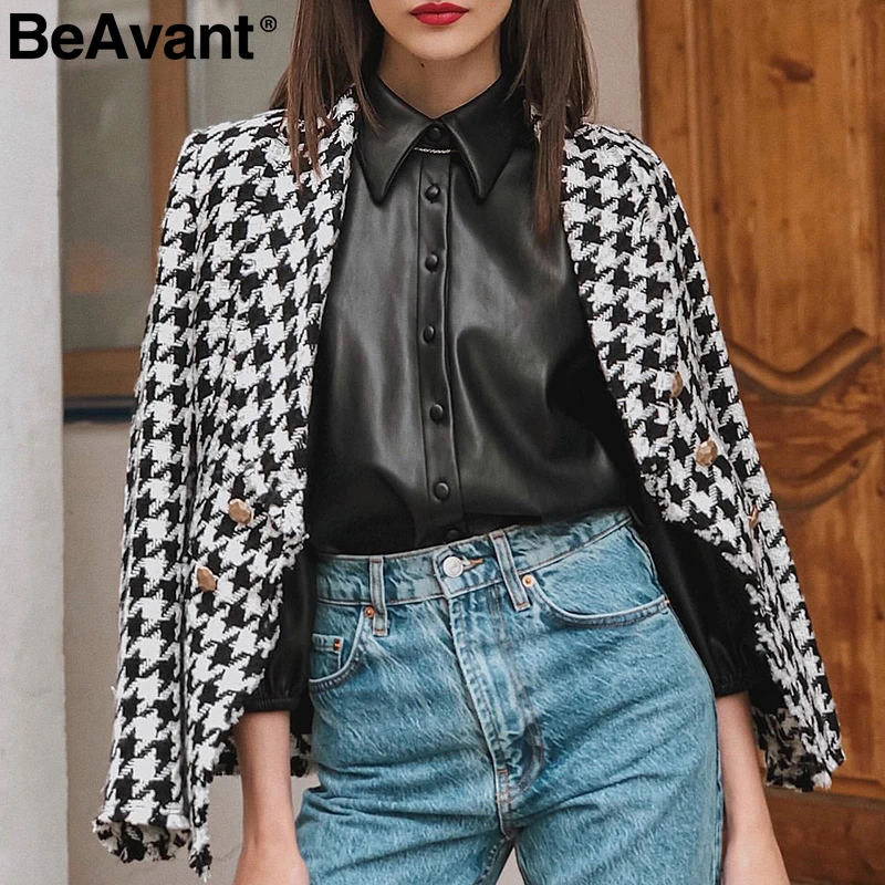 BeAvant Винтаж Хаундстут для женщин блейзер двубортный осень зима женский алмаз