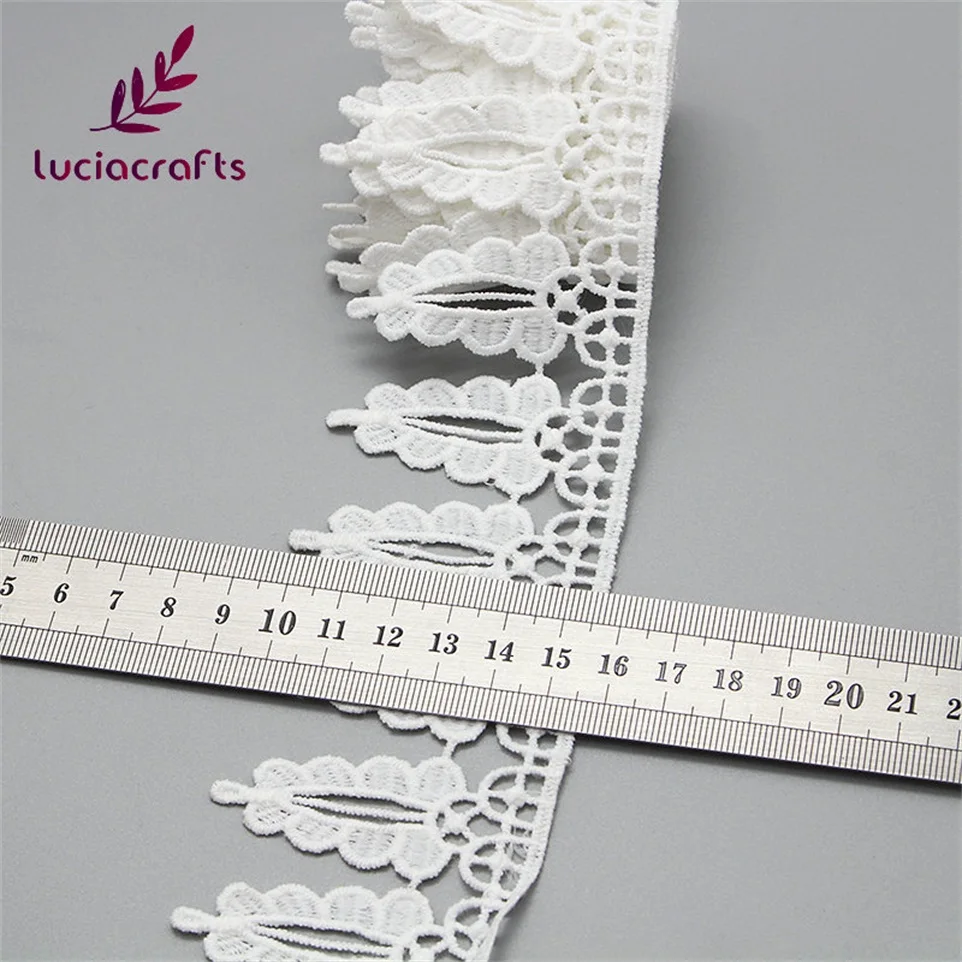 Lucia crafts 1 ярд/партия белая Цветочная кружевная вышитая лента Сделай Сам Свадебная