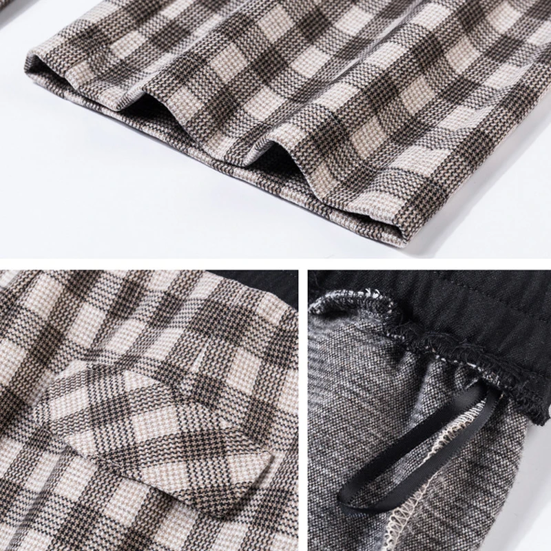 

Womens Plaid Pants Wide Leg Loose Straight Pants Female 2020 New High Waist Drawstring Fashion Trousers Brand Dropshipping
