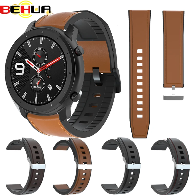 

Leather+Silicone Strap for Xiaomi Huami GTR 47mm 2 2S Watch band for Huawei Watch GT GT2 2e Honor Magic Bracelet 22mm Wristband
