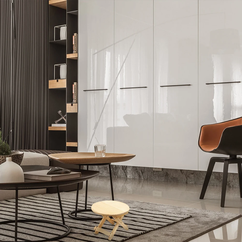 

Portable For Kids Adults Gardening Step Folding Chair Outdoor Home Living Room Round Stable Wooden Stool Fishing Camping Picnic