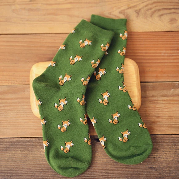 Прямая поставка носки с животными лиса Фокси пушистый хвост зеленая трава