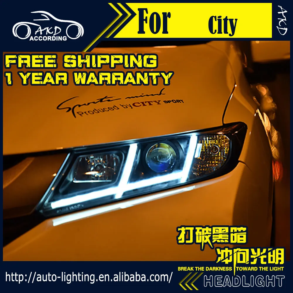 

AKD Car Styling Head Lamp for Honda City Headlights 2014 New City LED Headlight DRL H7 D2H Hid Option Angel Eye Bi Xenon Beam