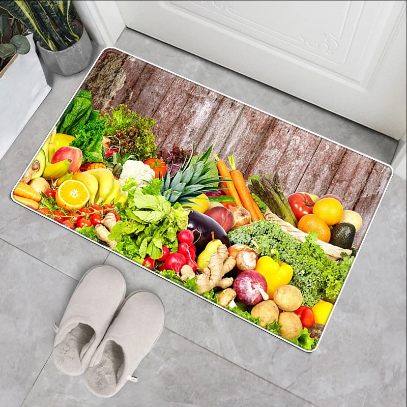 

Decoration Living Room Kitchen Carpet Home Bedroom Entrance Wood Doormat Bathroom Anti-Slip Floor Balcony Hallway Fruits Mat Rug