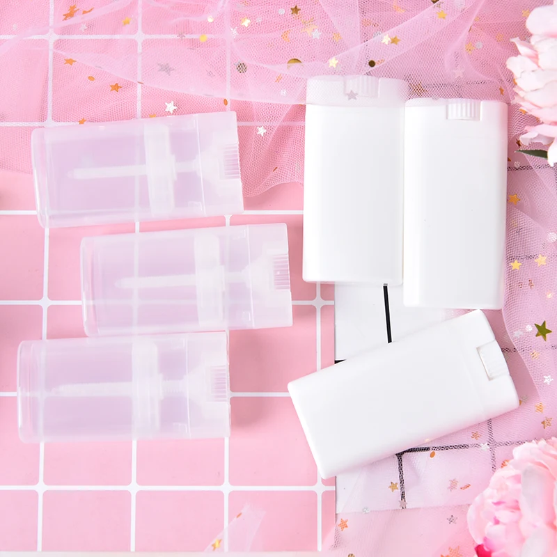

10pc Clear White Lipstick Lip Tube Plastic Empty Diy Oval Lip Balm Tubes About 15g Portable Deodorant Containers