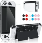 Блестящий чехол для Nintendo Switch Oled прозрачный защитный жесткий чехол для переключателя OLED консоли и JoyCon с защитным стеклом для экрана