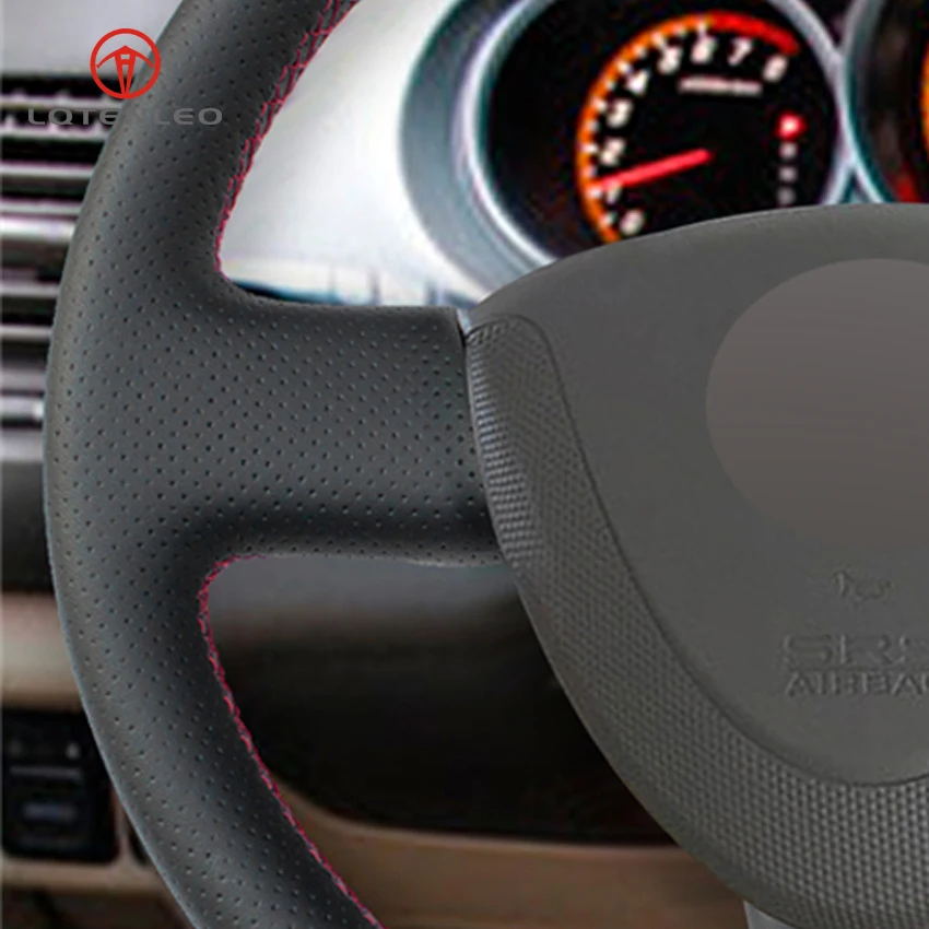 LQTENLEO черный искусственная кожа сшитый вручную чехол рулевого колеса автомобиля
