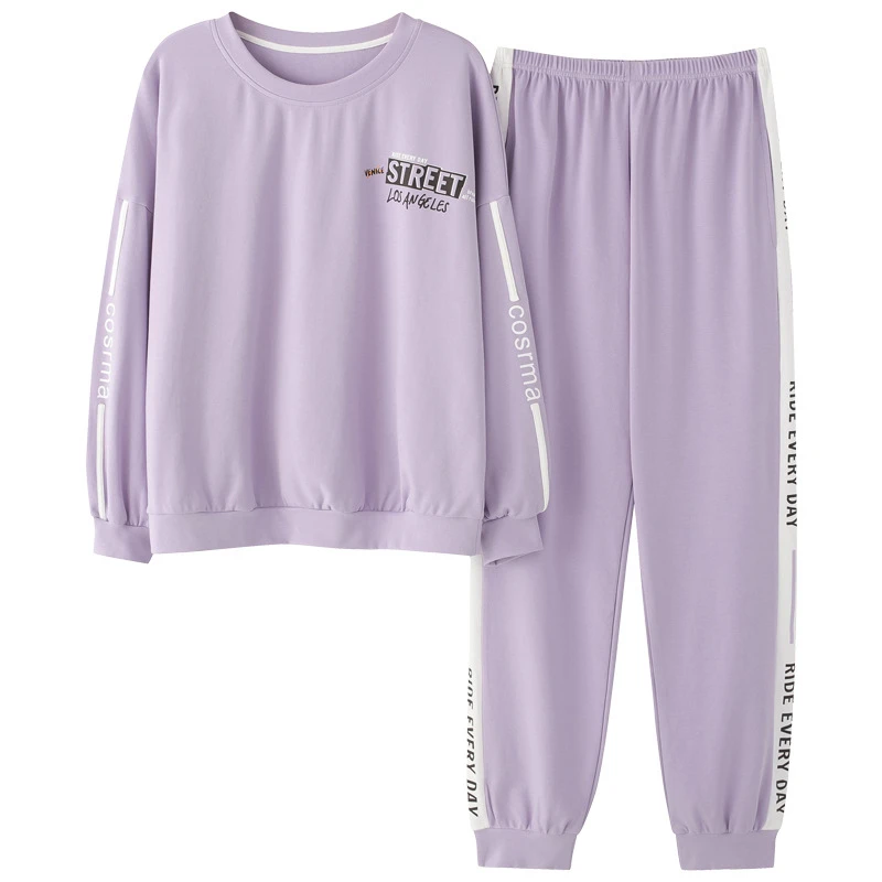 

Autumn and winter ladies pure cotton pullover sports long-sleeved suit leisurely comfortable and warm home two-piece suitJJF0116