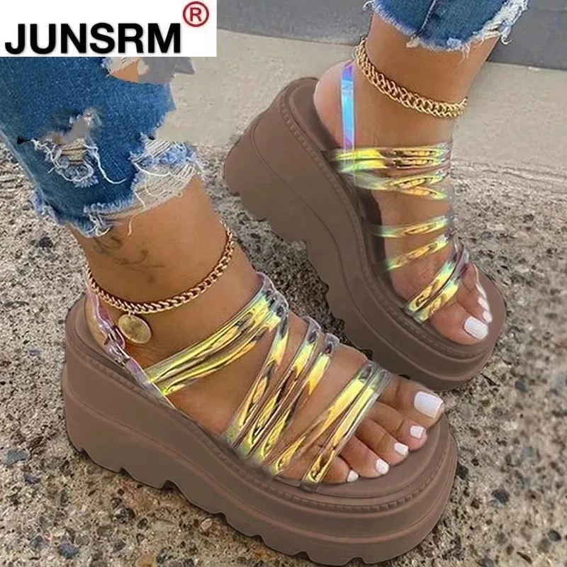 

Summer New Style Buckle Women Casual Sandals Fashion Thick-soled Waterproof Platform Slope with Women Sandals Plus Size 43