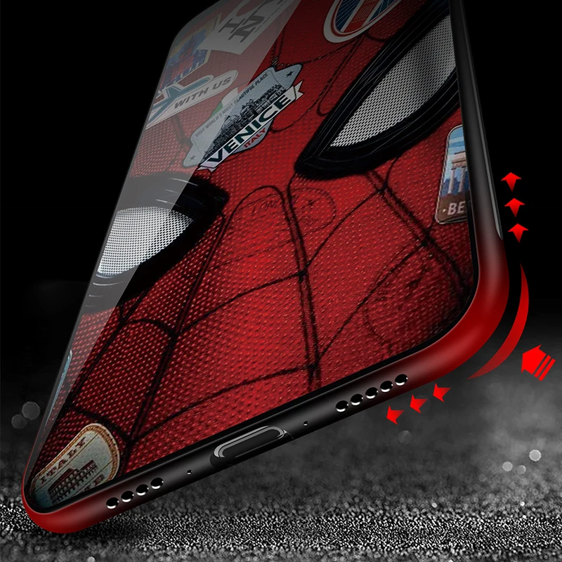Чехол из закаленного стекла для телефона Marvel с человеком-пауком для iPhone 11 Pro Max XSmax XR XS X 8 7 6s 6 Plus, роскошный защитный чехол