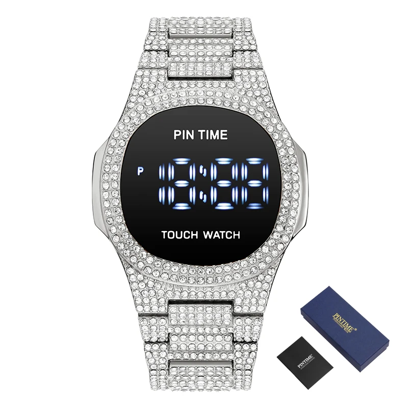 

Hip Hop Touch Screen Watch Men Iced Out Digital Mens Watches Top Brand Luxury Steel Man Clock Reloj Hombre Relogio Montre Homme