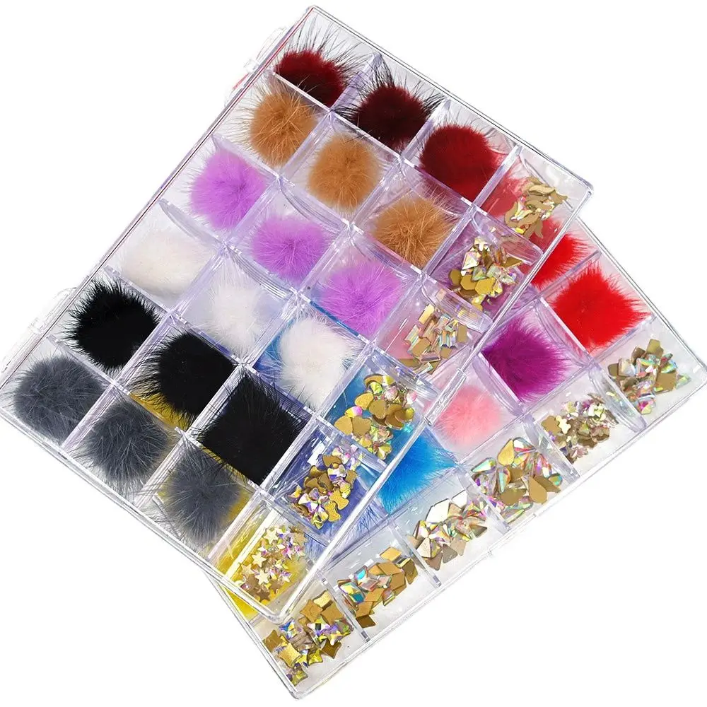 Стекло кристаллы для ногтей Bling коробка-красный 24 ячейки с 1 шт. нажмите силой так +