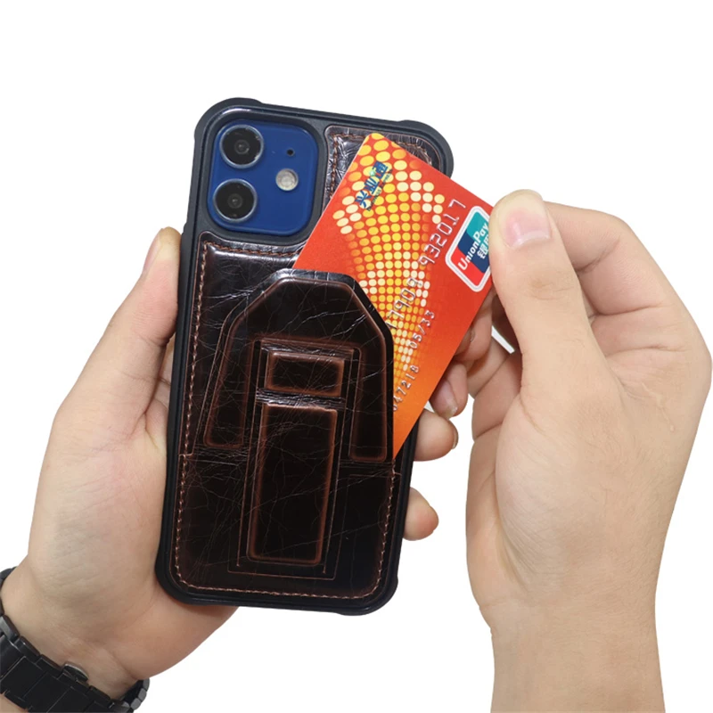 Итальянский кожаный чехол Crazy Horse для IPhone 13 12 11 Pro Max Mini XS XR X 8 7 6 6S Plus SE 2 кронштейна