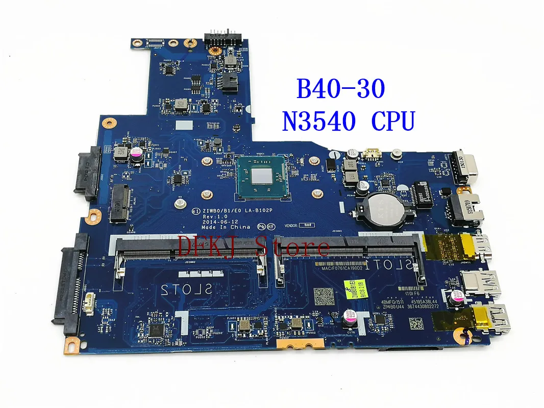 

Модель ZIWB0/B1/E0 для ноутбука Lenovo, материнская плата N3540 N3530 CPU 5B20G90118, полностью протестирована