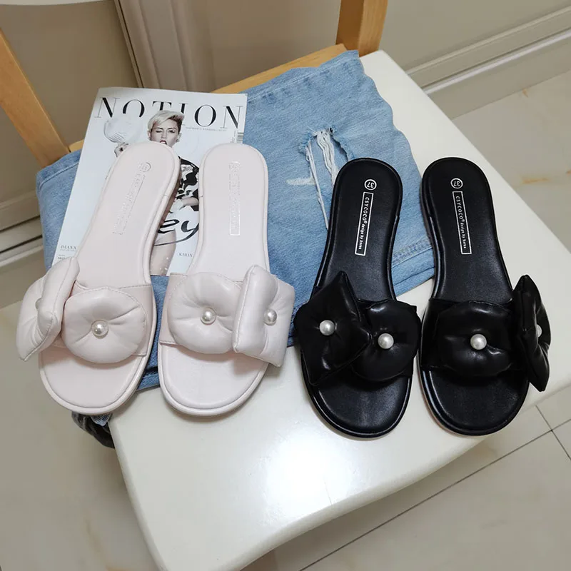 

Lovely Butterfly Knot Slippers Women Flat Peep Toe Slide Candy Color Beach Flip Flops Summer Sandal Brand Shoes Zapatillas Mujer