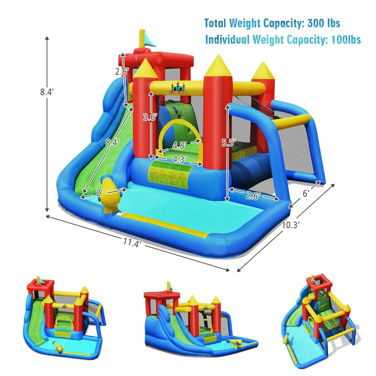 

GOPLUS games outdoor garden child Inflatable Bouncer Bounce House with Water Slide Splash Pool without Blower