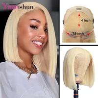 blonde short bob wigs 13x4 hd lace frontal wig 613 lace front wig human hair wigs transparent lace closure wig for black women