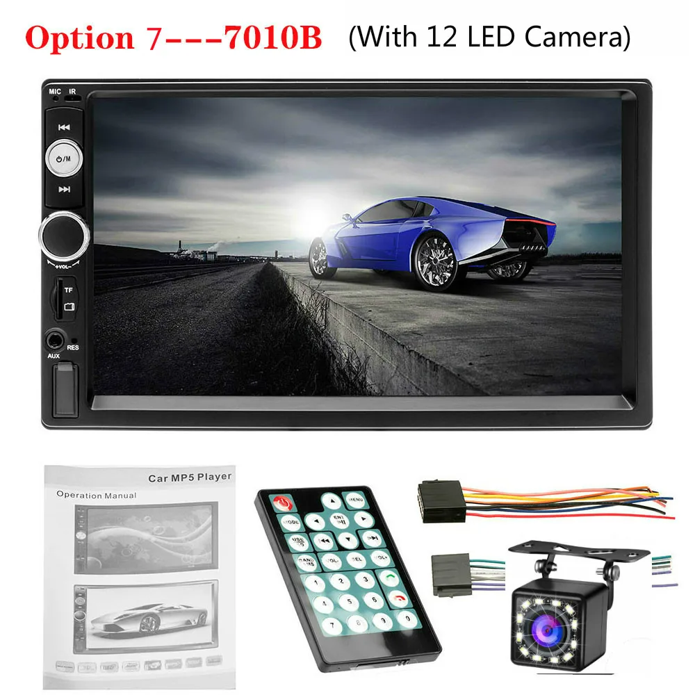 12 LED CAM 2 Din автомагнитола " HD плеер MP5 сенсорный экран цифровой дисплей Bluetooth USB SD мультимедиа 2din Авторадио-вид сзади камера - Цвет: 12 LED CAM