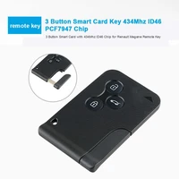 id46 pcf7947 chip for renault megane 2 3 scenic remote key 3 buttons 433mhz smart card emergency insert
