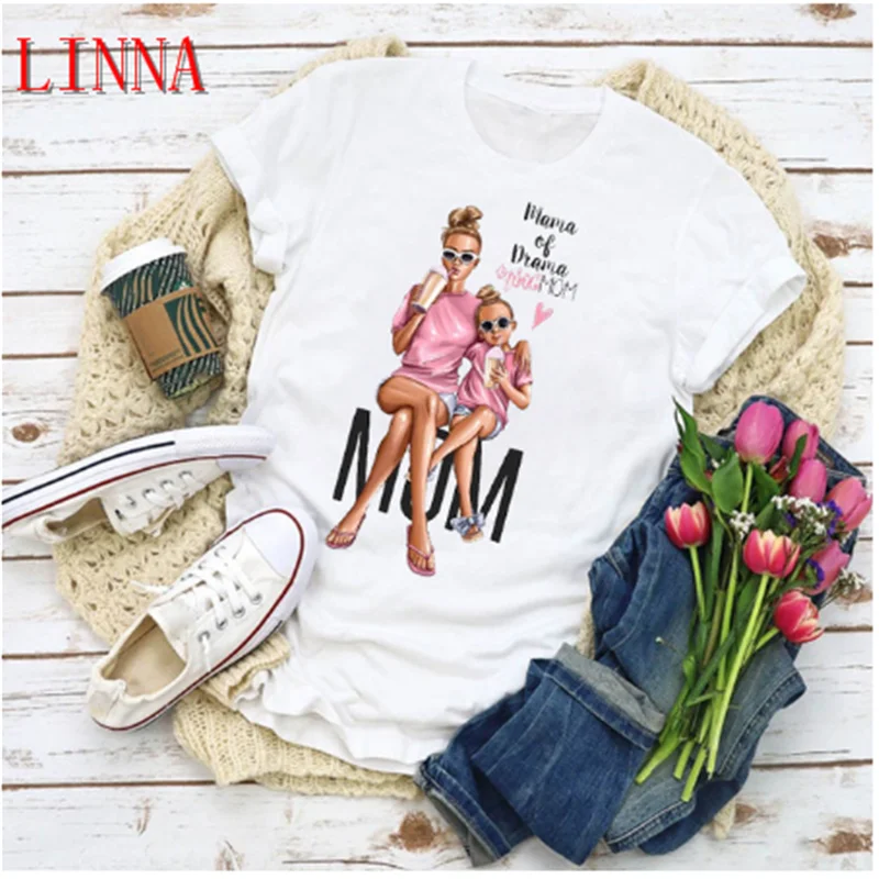 LINNA Graphic Женская мультяшная Мода для мамы и детей летняя женская одежда с Y
