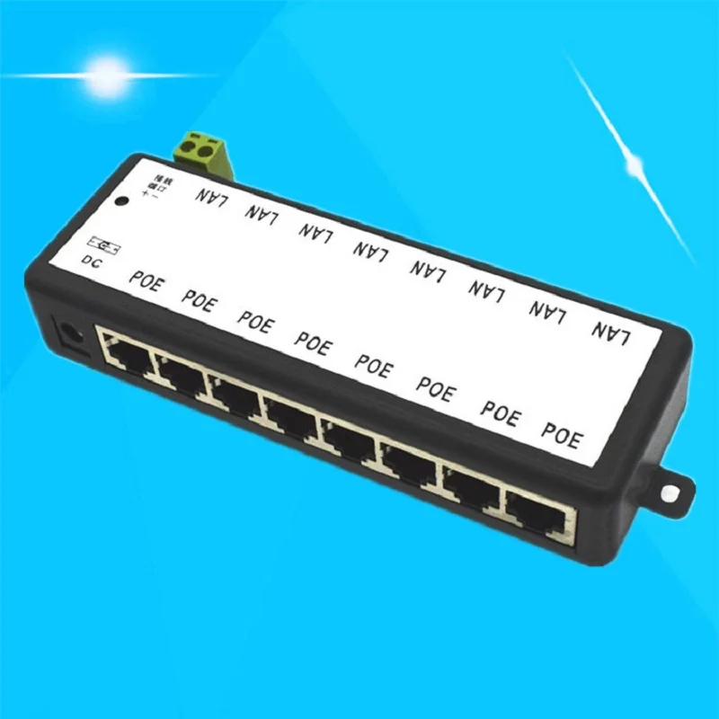 PoE адаптер питания ESCAM 4 порта 8 портов Ethernet блок контактов 5(+)/7 8(-) вход DC12V-DC48V для