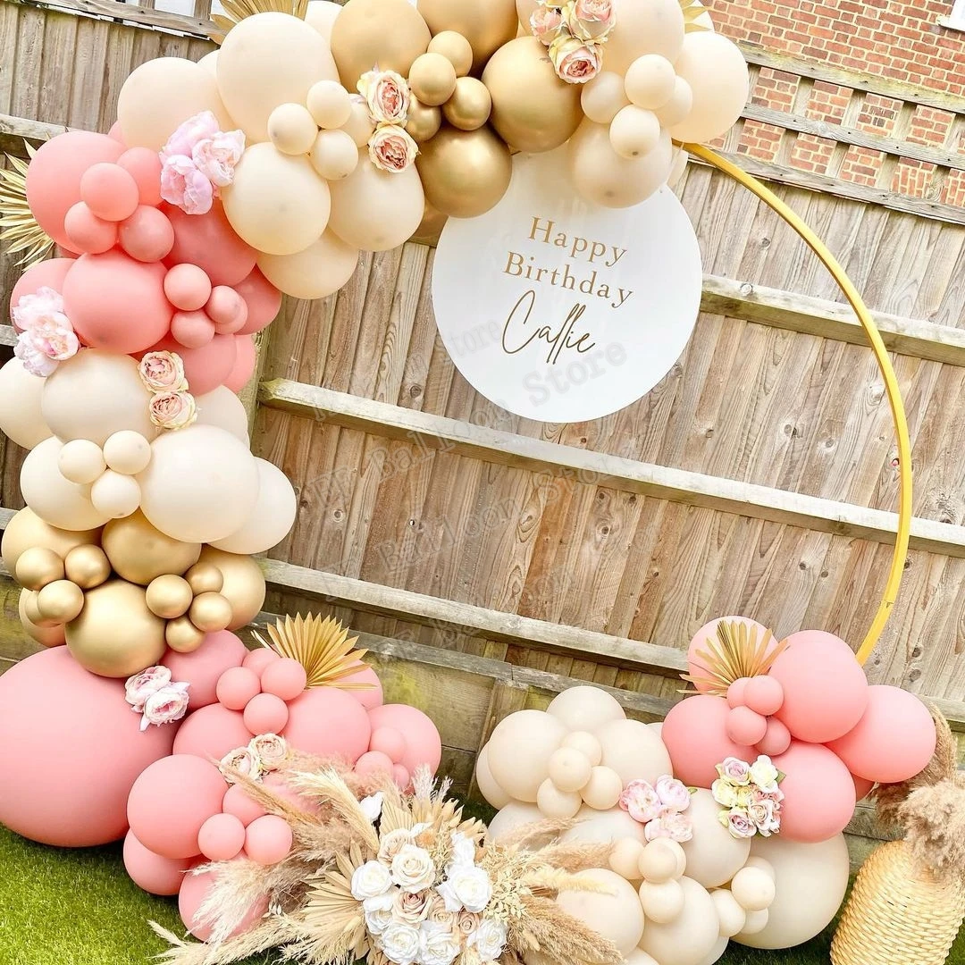 

126pcs Retro Pink Golden Balloon Garland Arch Kit Balloons Girl Boy Baby Shower Wedding Birthday Party Decor Supplies Balloons