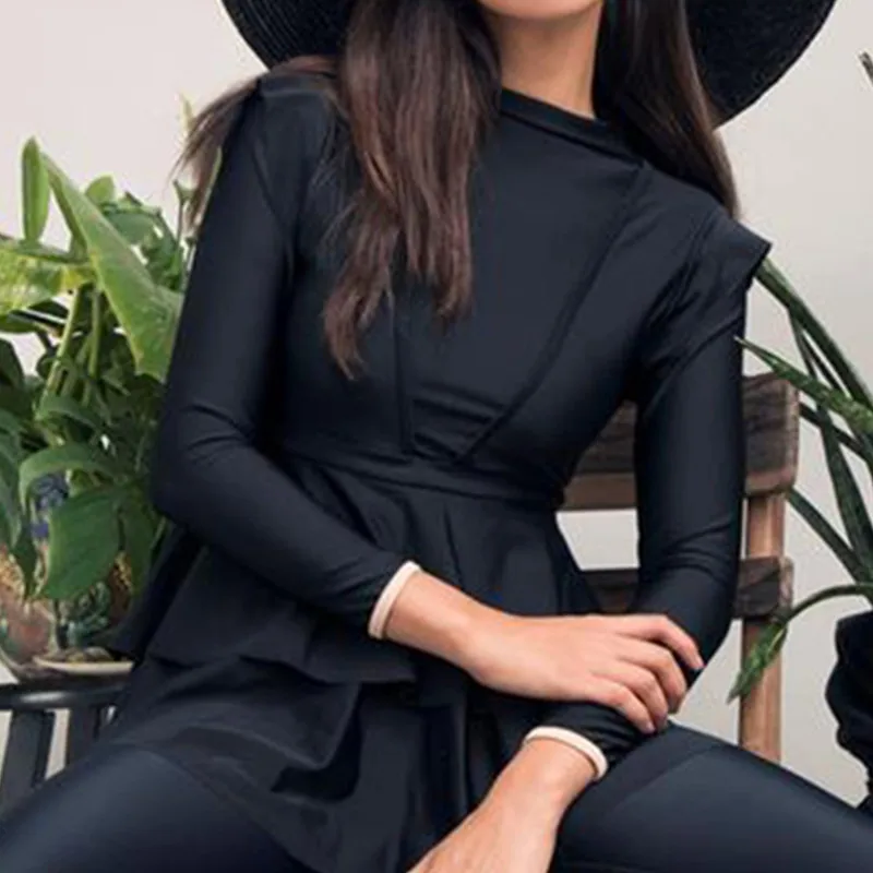 

Black Swimming Suit For Burkini Muslim Fashion Swimwear Women Swimsuit Long Sleeve Arabic Turkey Islamic Swim Wear