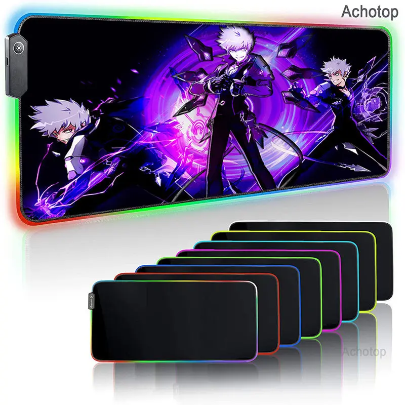 

Anime Elsword Lord RGB Mouse Pad Large Gaming Pad Gamer xxl Computer Mousepad Led Mouse Mat Keyboard Desk Mause Pad With Backlit