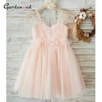 simple flower girl dress flowers aline sleeveless girl princess dress tulle pink girl birthday dress baby girl dress 2021