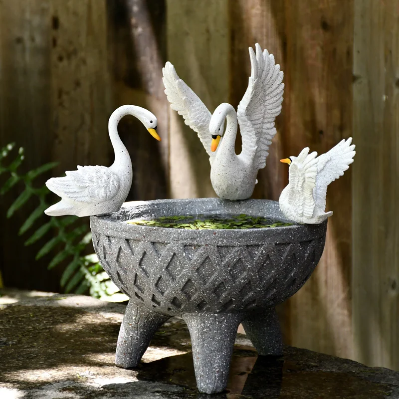 

GY Balcony Decoration Large Hydroponic Flowerpot Cute Swan Personalized Creative Narcissus Hydrocotyle Garden Decoration
