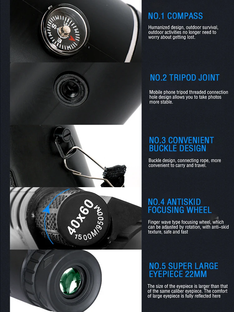 Телескоп Монокуляр около 40X60 монокулярный Бинокль Карманный телескоп для