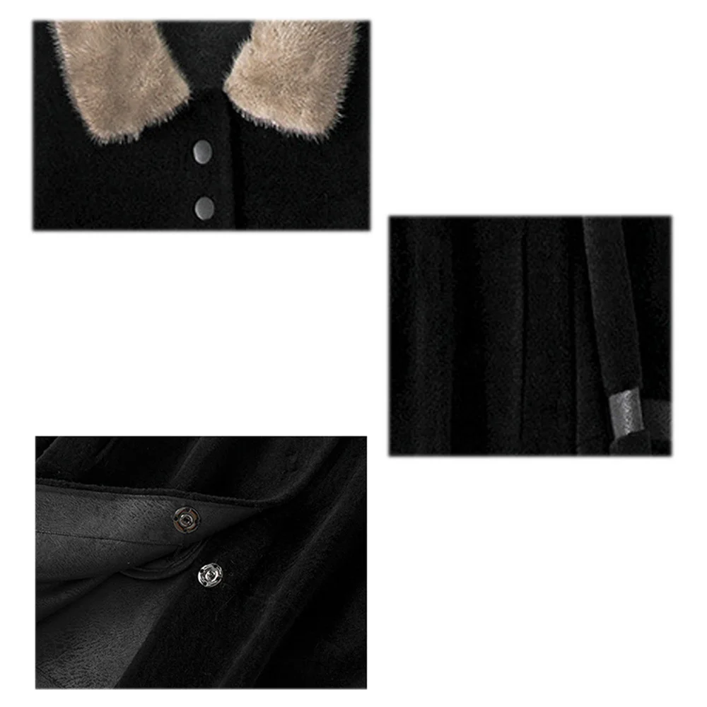 Женское кожаное пальто зимнее длинное с лисьим мехом Воротник из 2021 шерсти 100%