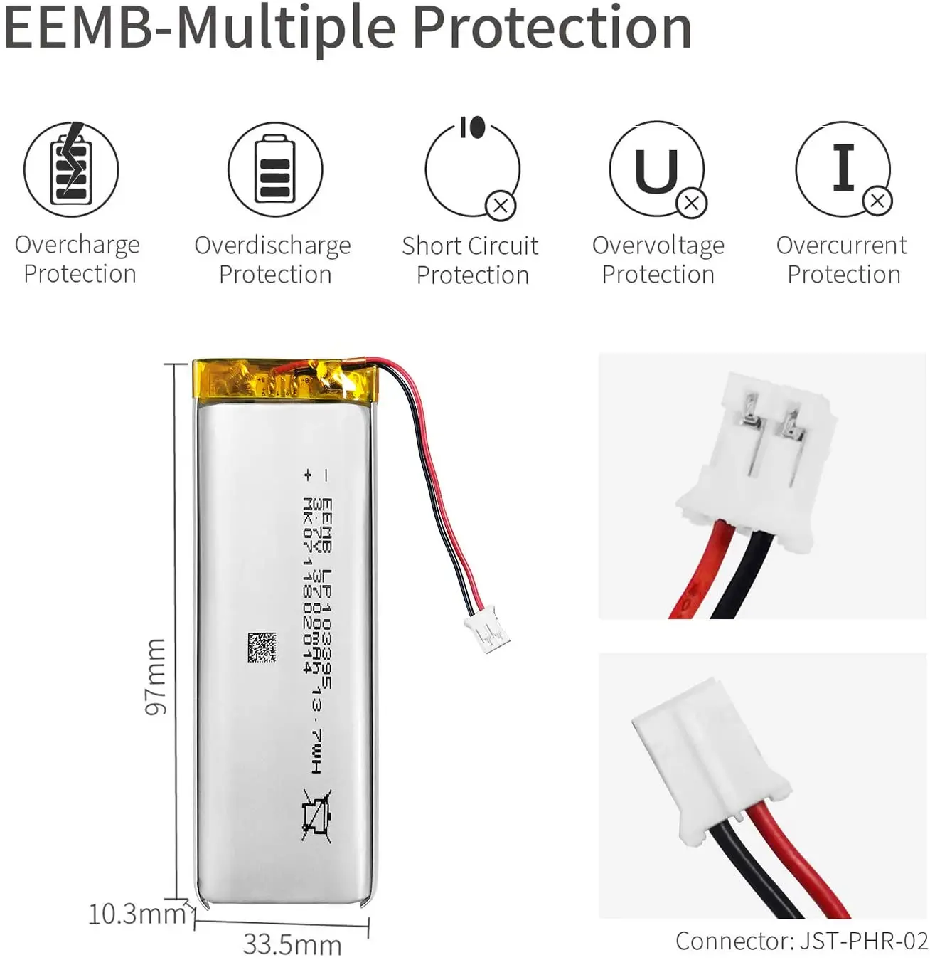 EEMB 4 шт. перезаряжаемая батарея 103395 3 7 в 3700 мАч литий полимерные батареи