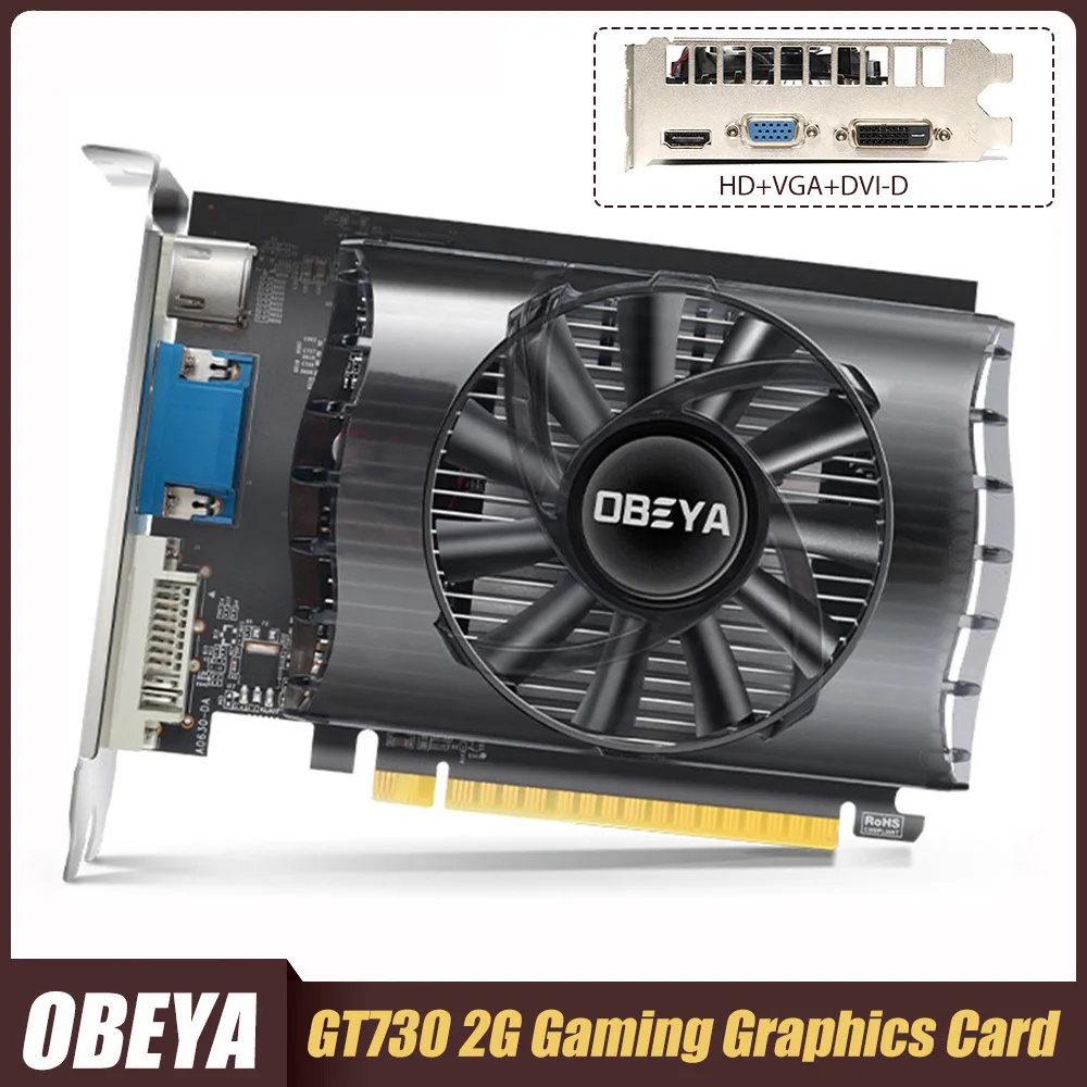 

Игровая видеокарта OBEYA GT730, 2 ГБ/1600 бит/DDR3, МГц