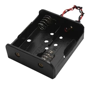 plastic battery holder storage box black case for 2 x c size batteries with wire leads 2 slots 3v clip diy accessories