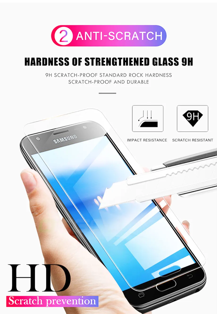 3 шт. защитный Стекло на samsung Galaxy A7 A5 A8 A9 A6 плюс Экран протектор 2.5D закаленное Стекло для J4 J6 J8