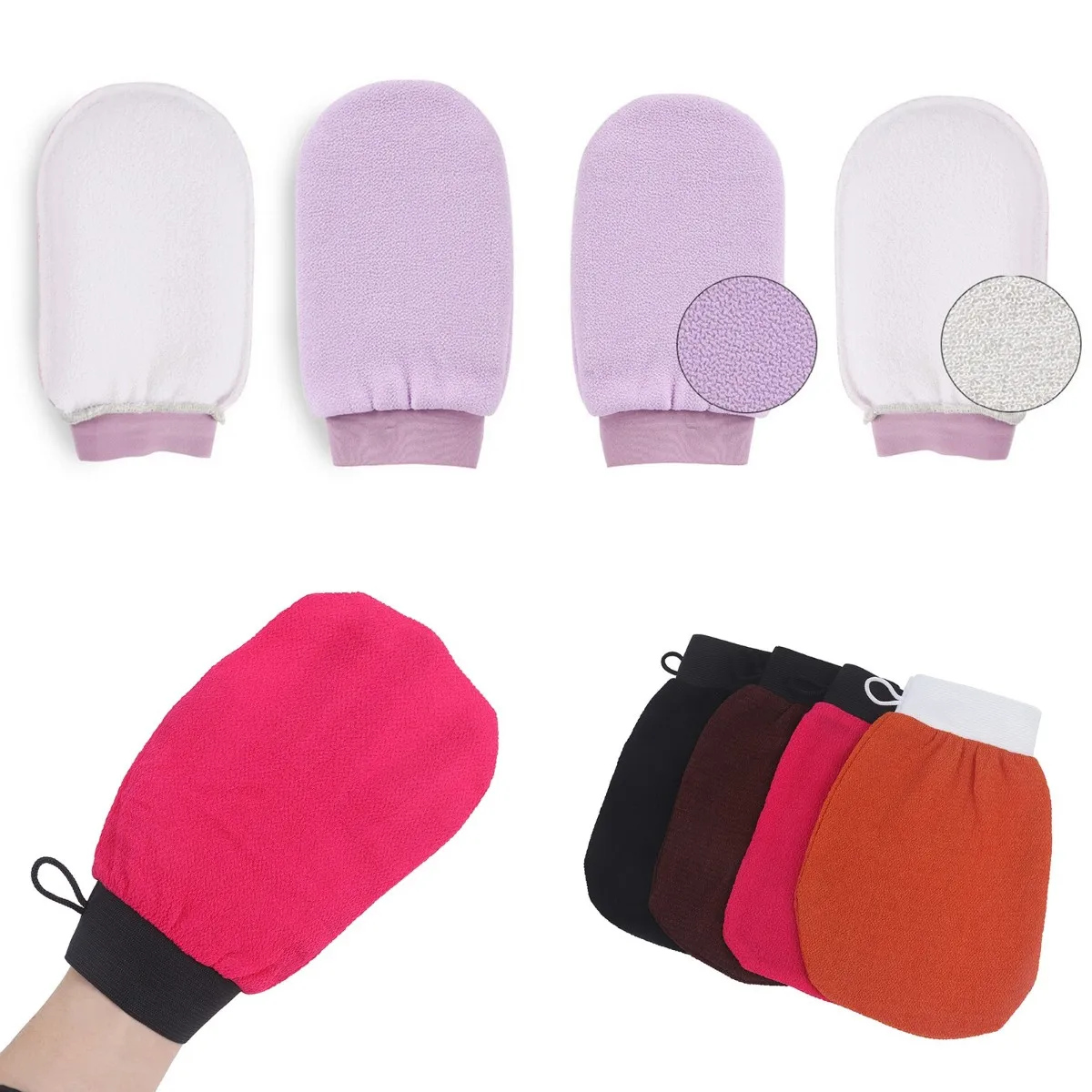 

Перчатка для душа, спа, отшелушивающая, двусторонняя, 8 цветов