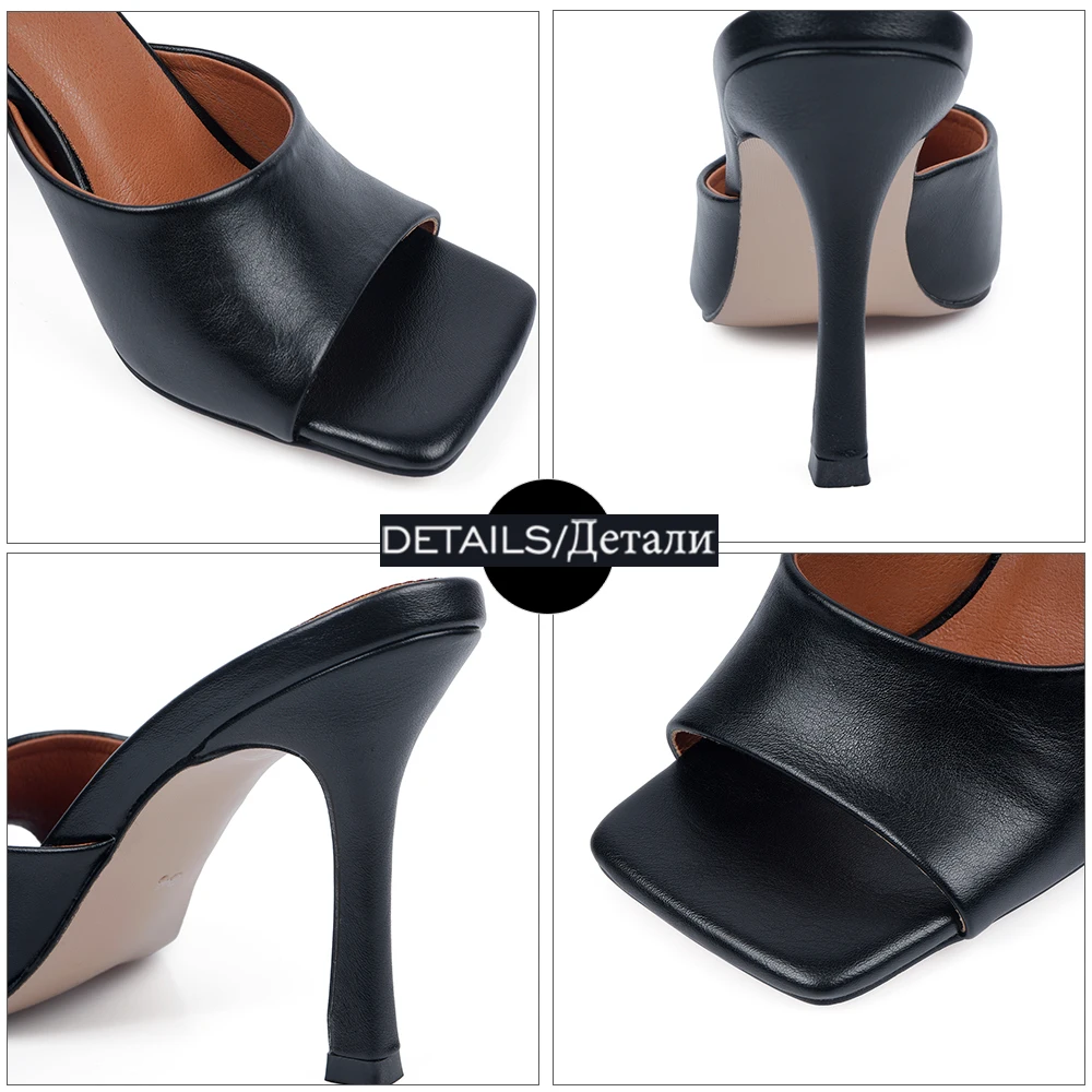 

WETKISS Women High Heel Slippers Summer Outdoor Square Peep Toe Slip On Flip Flop Elegant Female Slides Sandal Mules Party Shoes