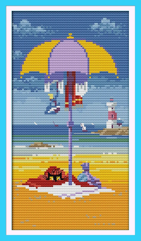 

Black cat (4) (sunbath) cross stitch kit 14ct 11ct count print canvas stitches embroidery DIY handmade needlework plus