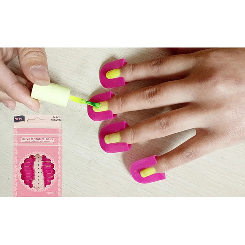 

26PCS/SET Reusable Soft Plastic Nail Polish Stencil Nail Polish Glue Model Spill Proof Manicure Protector Tools