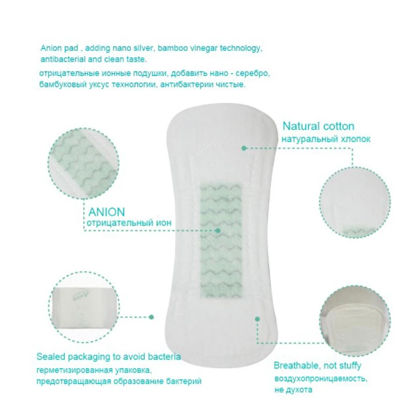 

19Packs Anion Santitary Napkin Pads 100% Cotton for Anion Sanitary Pads Women Daily Use Panty Liners Ladies Sanitary Towel