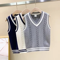 children vests 2020 springautumn winter kids knitted pure cotton pullover v neck outerwear for school boys girls waistcoat