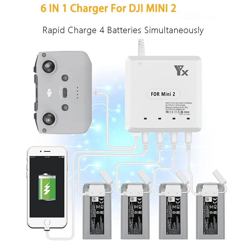 

DJI мини 2 мульти Зарядное устройство батареи USB Порты и разъёмы Дистанционное Управление Зарядное устройство для DJI Mavic Pro Mini 2 Аксессуары для ...