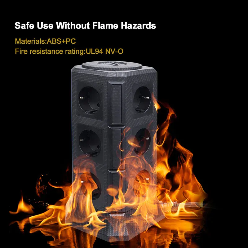 Сетевой фильтр TESSAN Tower Вертикальная Розетка европейского стандарта с 12