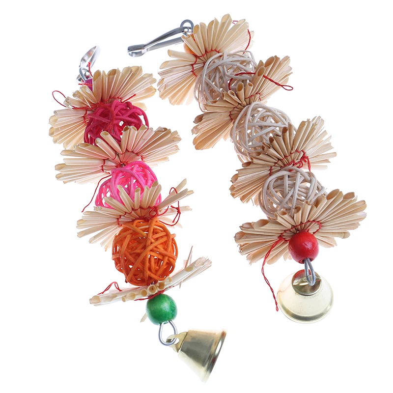 

Colorful Parrot Chew Strands Bite Teeth Griiding Ball Bell Attractive Bird Parakeet Toys