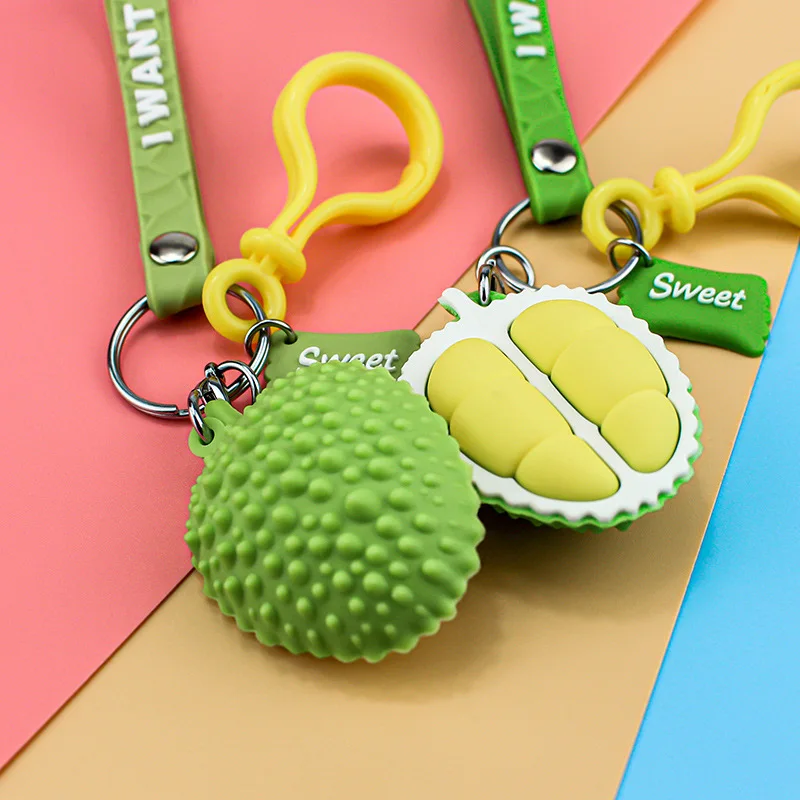 

Creative Durian Keychains Cartoon Cute Fruit Durian Car Key Chain Children Bag Pendant Keyring Gifts Student Lovers Gift