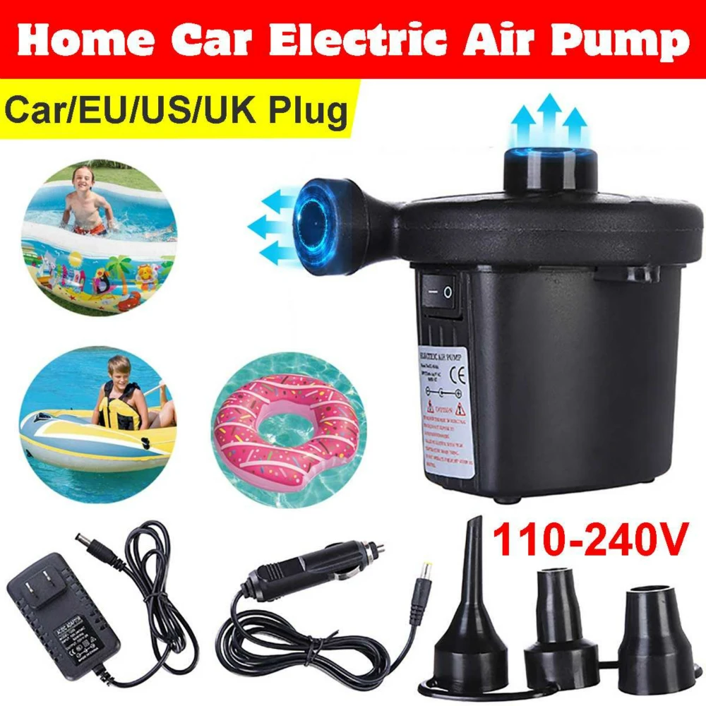 

220V 12V Electric Inflatable Pump Quick Air Filling Compressor With 3 Nozzles For Car Camping Life Buoy Boat Cushion Home Use