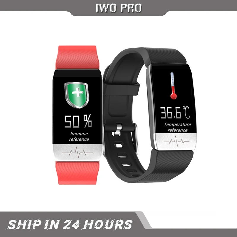 

2021 T1S Smart Watch Women Men With Temperature Measure ECG Heart Rate Blood Pressure Monitor Weather Forecast Drinking Remind