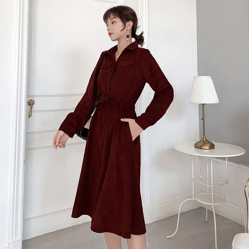2020 Новое поступление женские платья с длинным рукавом элегантное осенне зимнее