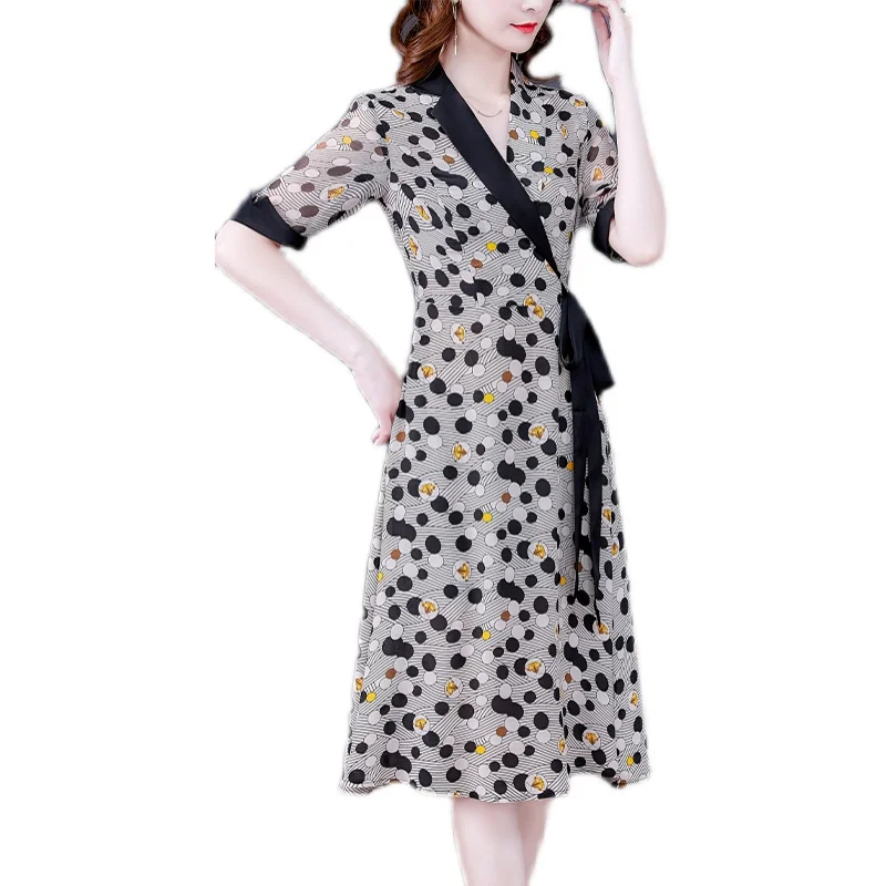 

COIGARSAM 4XL Plus Size Print Women dress New Summer Notched Dresses Design And Color 5503